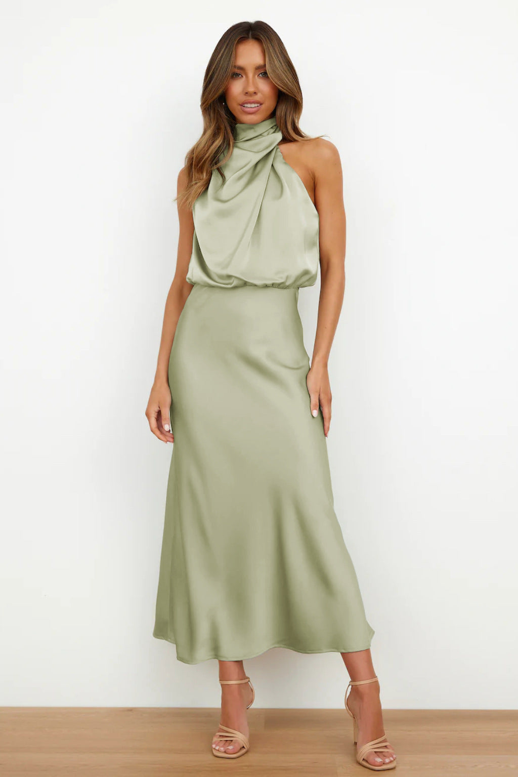 Women's Evening Gown with Offset Neckline