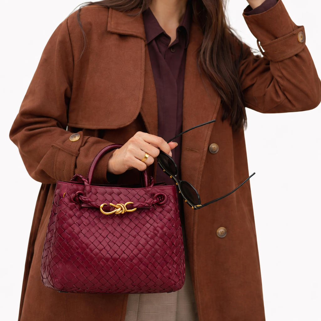 Elegant Woven Tote Bag – Soft Vegan Leather Shoulder Bag
