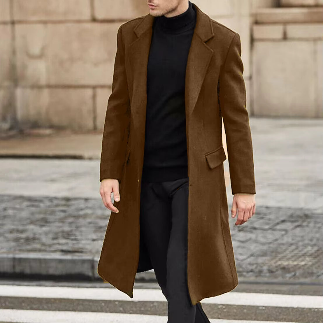 The Aspen Men’s Classic Single Breasted Long Overcoat