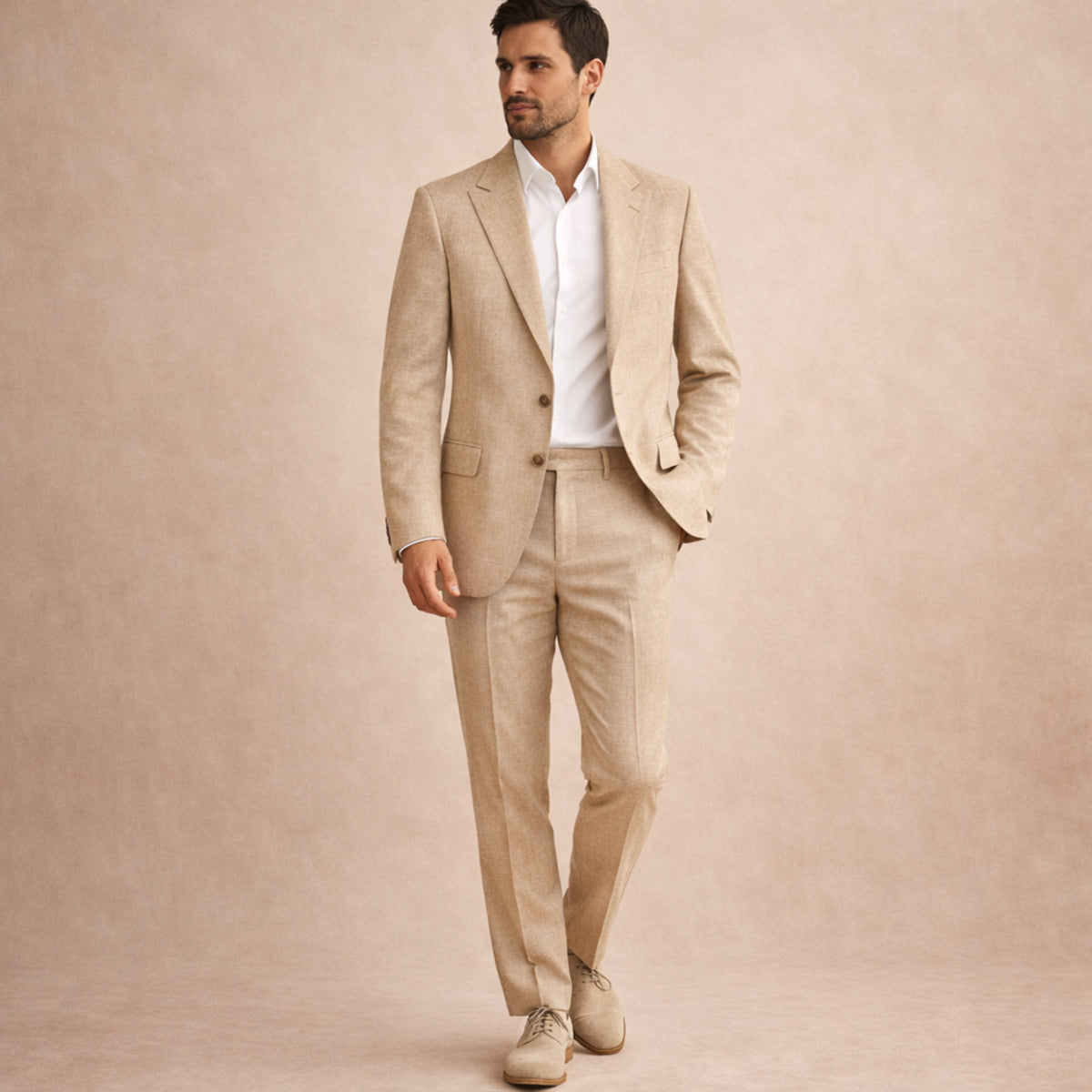 The Pinebrook Ridge Men’s Luxury Linen Wedding Suit – 2 Piece Single Breasted Set