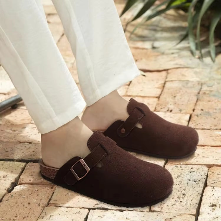 The Capitola Men's Suede Adjustable Buckle Comfort Clogs