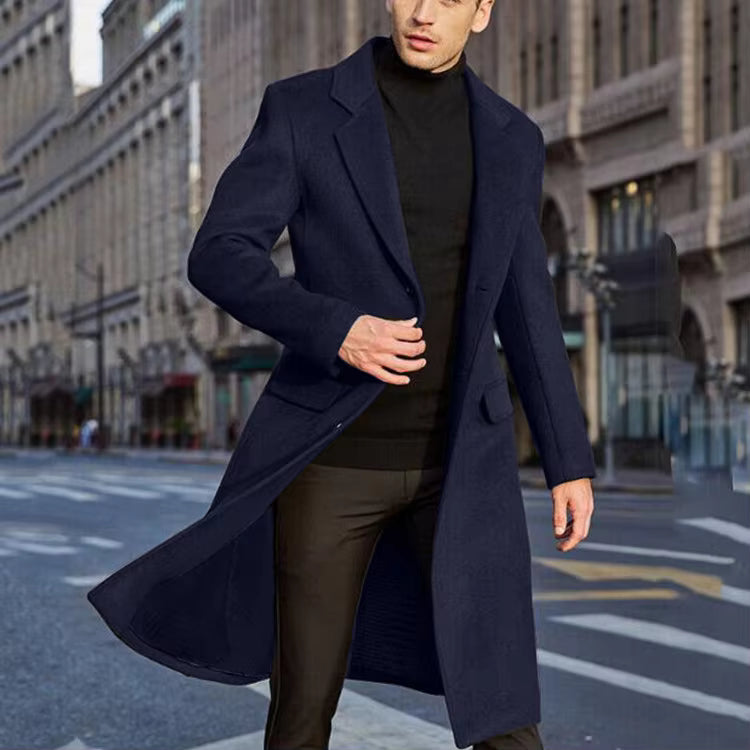 The Aspen Men’s Classic Single Breasted Long Overcoat