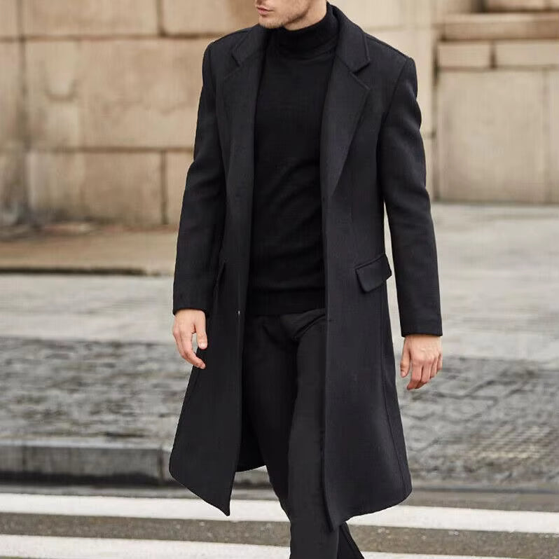The Aspen Men’s Classic Single Breasted Long Overcoat