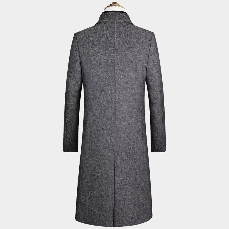 The Gold Coast Men’s Classic Long Wool Blend Business Overcoat