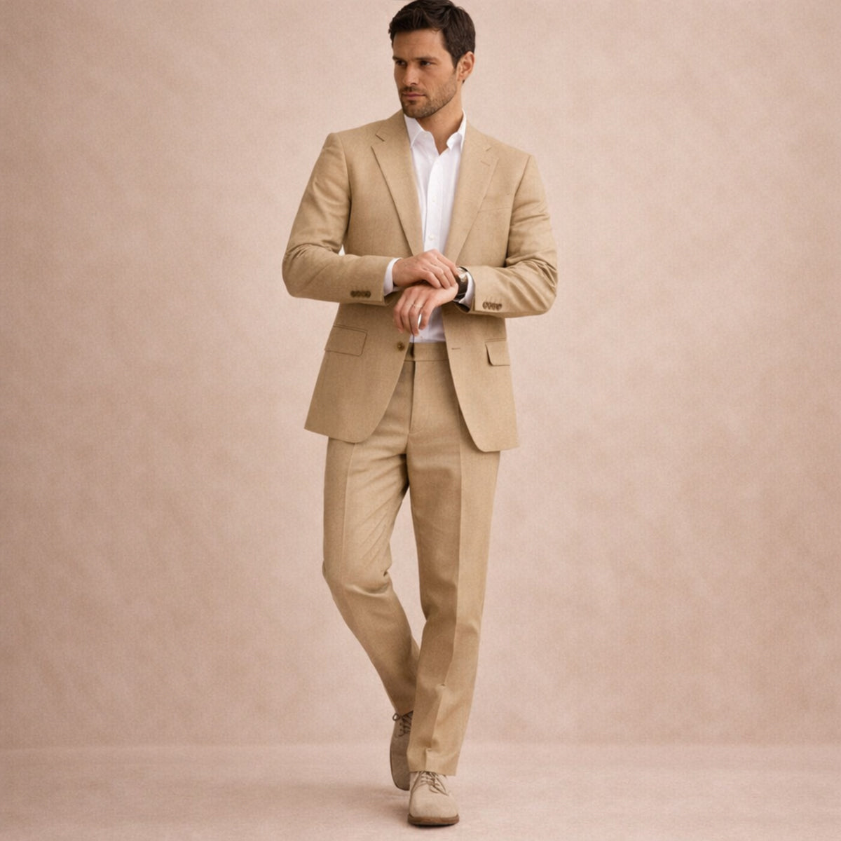 The Pinebrook Ridge Men’s Luxury Linen Wedding Suit – 2 Piece Single Breasted Set