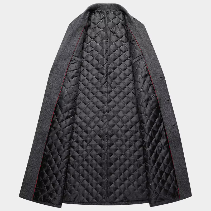 The Gold Coast Men’s Classic Long Wool Blend Business Overcoat