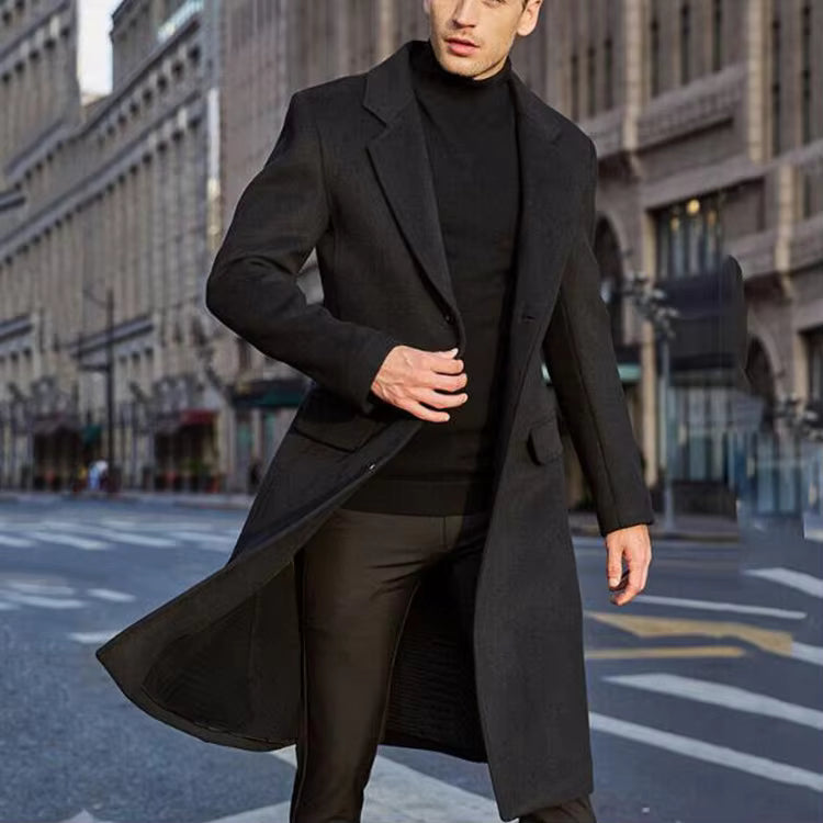 The Aspen Men’s Classic Single Breasted Long Overcoat