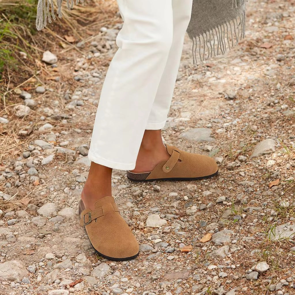 The Capitola Men's Suede Adjustable Buckle Comfort Clogs