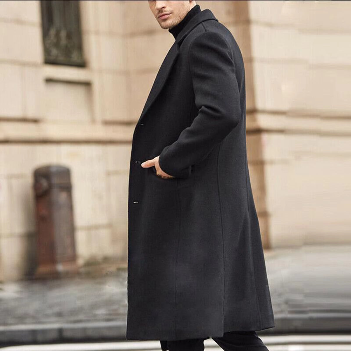 The Aspen Men’s Classic Single Breasted Long Overcoat