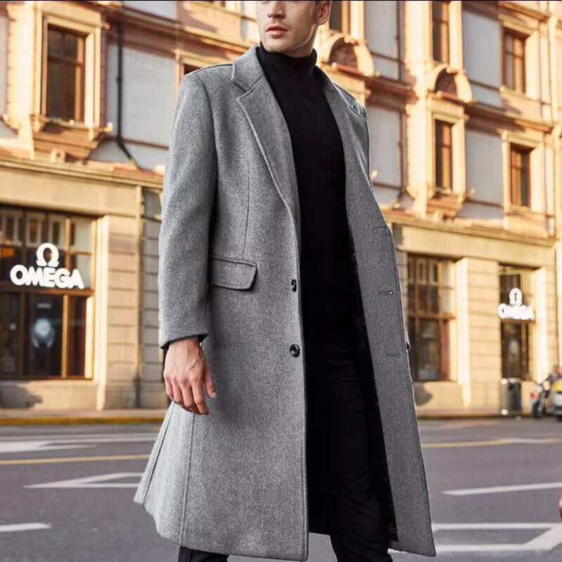 The Aspen Men’s Classic Single Breasted Long Overcoat