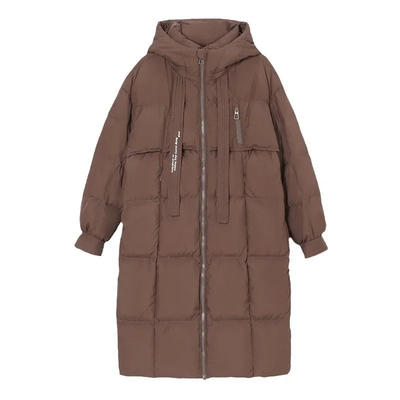 Women's Long Hooded Puffer Coat – Oversized Quilted Winter Jacket