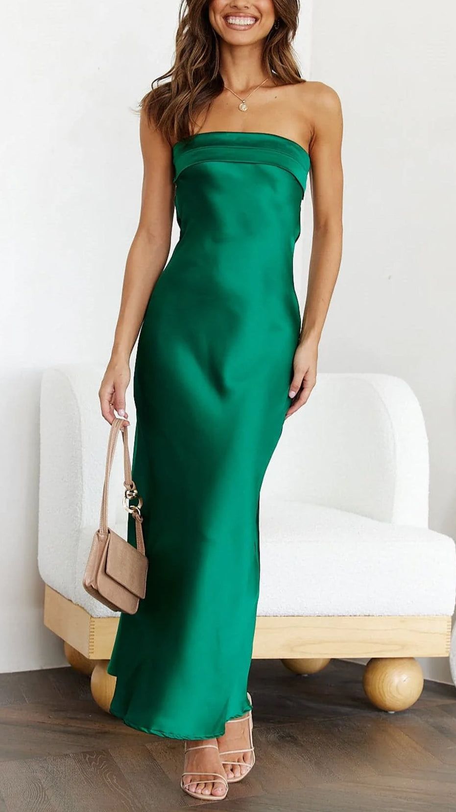 Women's Bare Shoulder Satin Gown