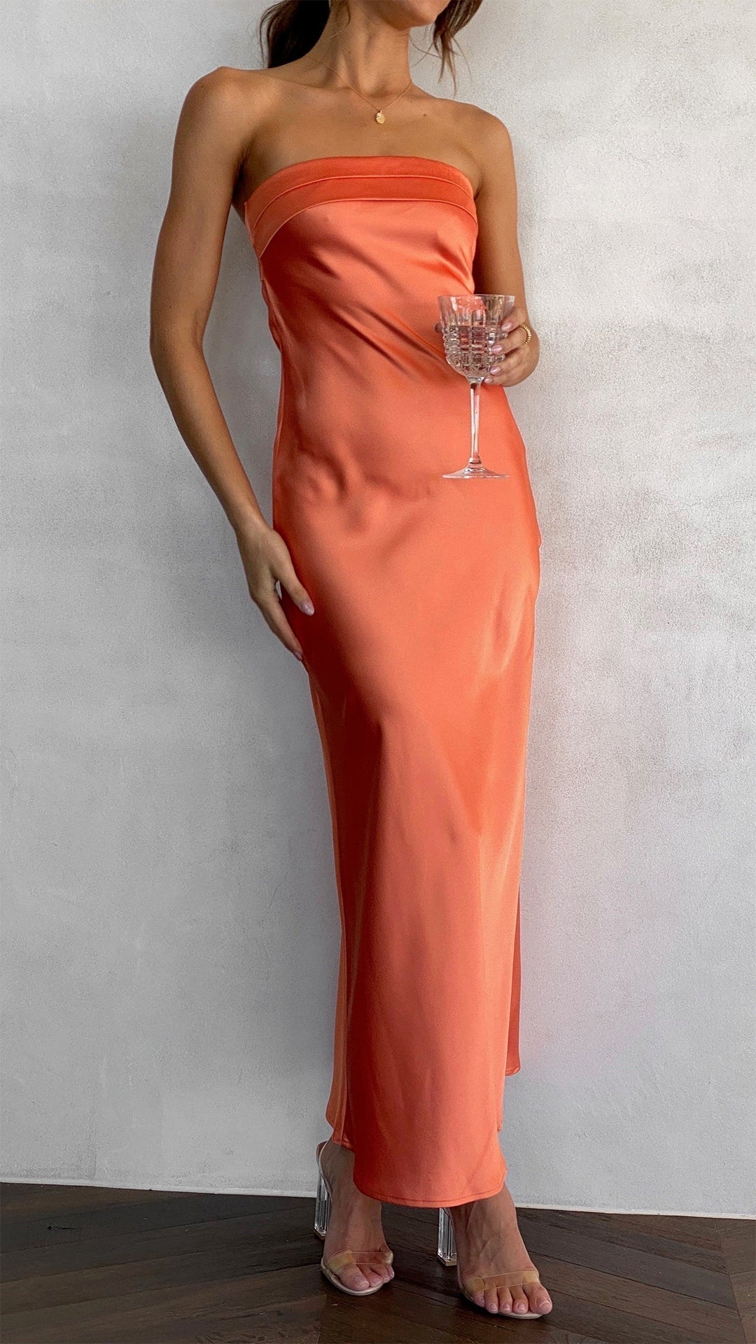 Women's Bare Shoulder Satin Gown