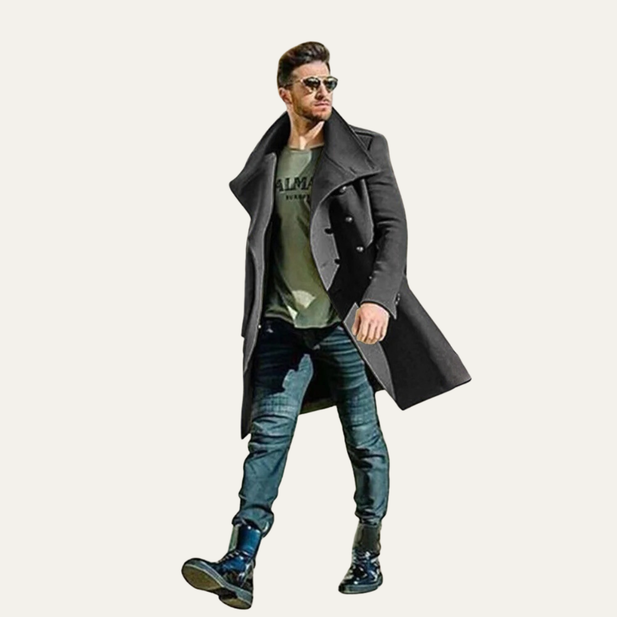 The Stratford Men’s Double Breasted Long Wool Trench Coat