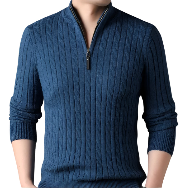 The Wells Cable-knit Quarter Zip Sweater