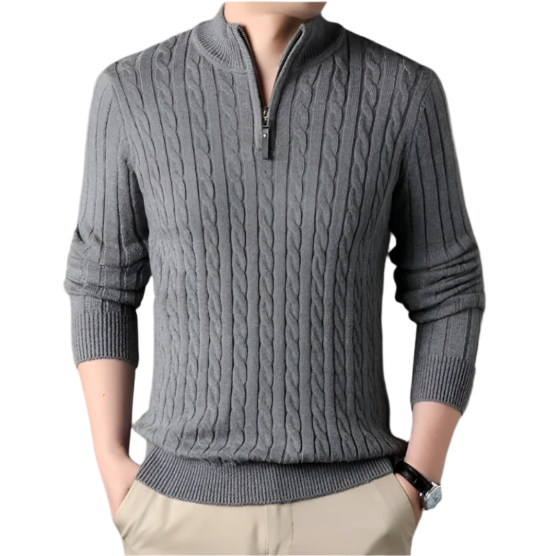 The Wells Cable-knit Quarter Zip Sweater