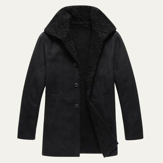 Men's Sherpa Lined Wool Overcoat