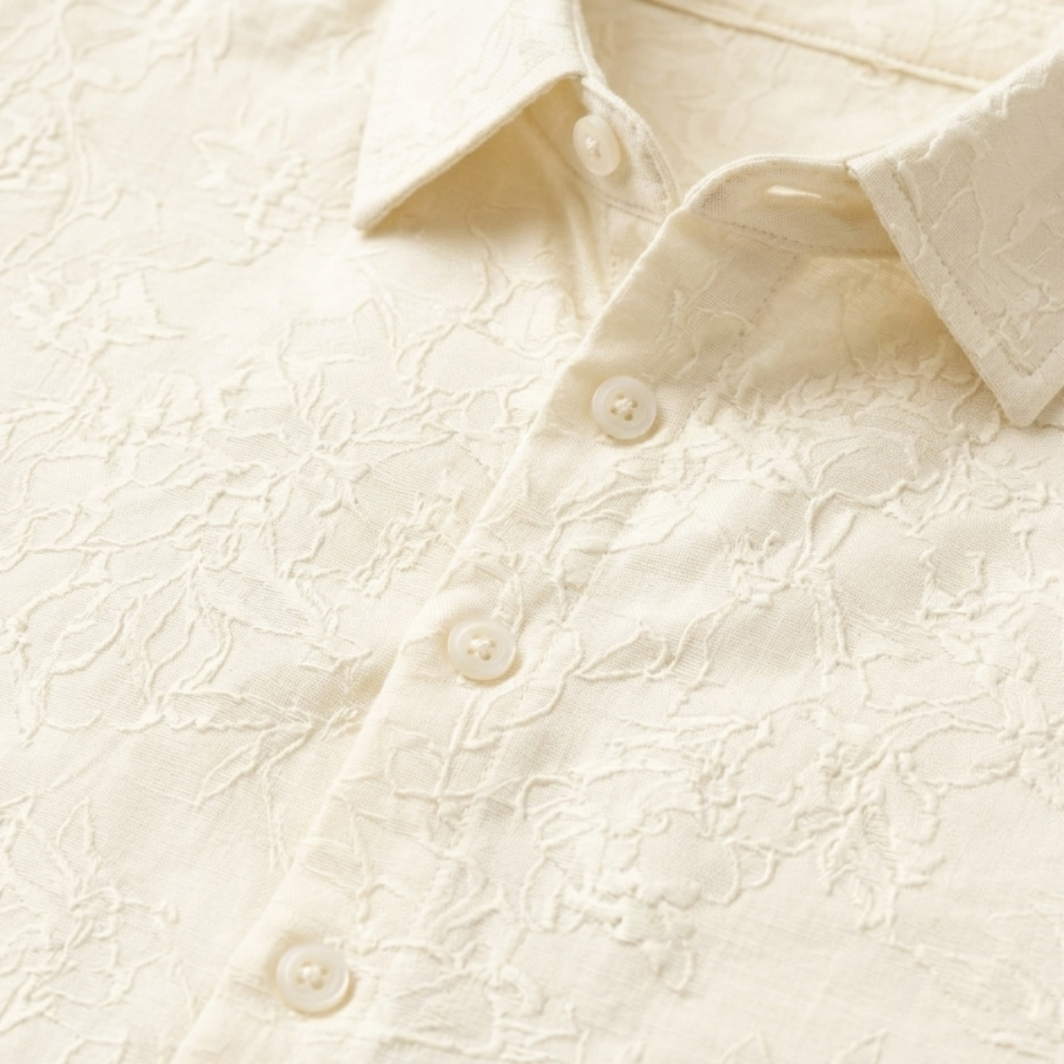 The Silverbrook Hill Men’s Ivory Textured Button Up Shirt