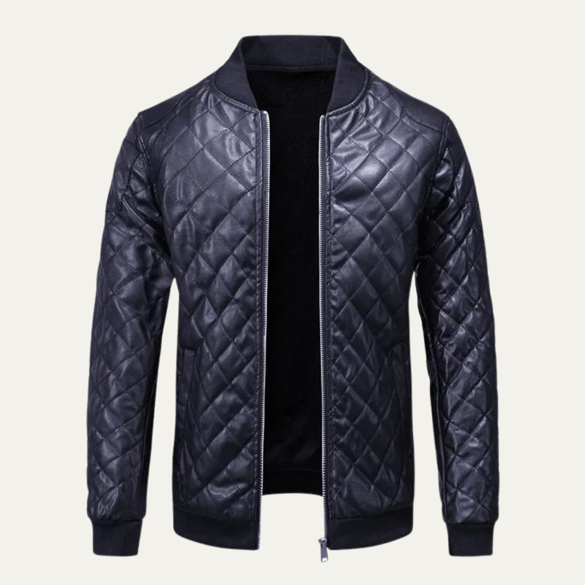 Men's Quilted Leather Bomber Jacket