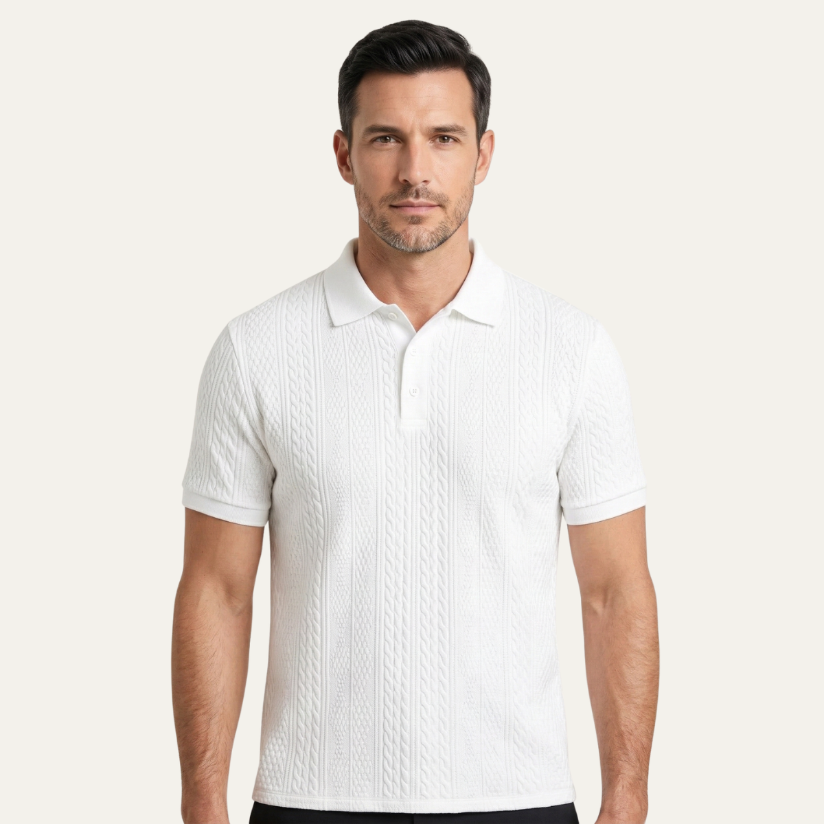 The Stonebrook Ridge Men’s Classic Textured Polo Shirt – White