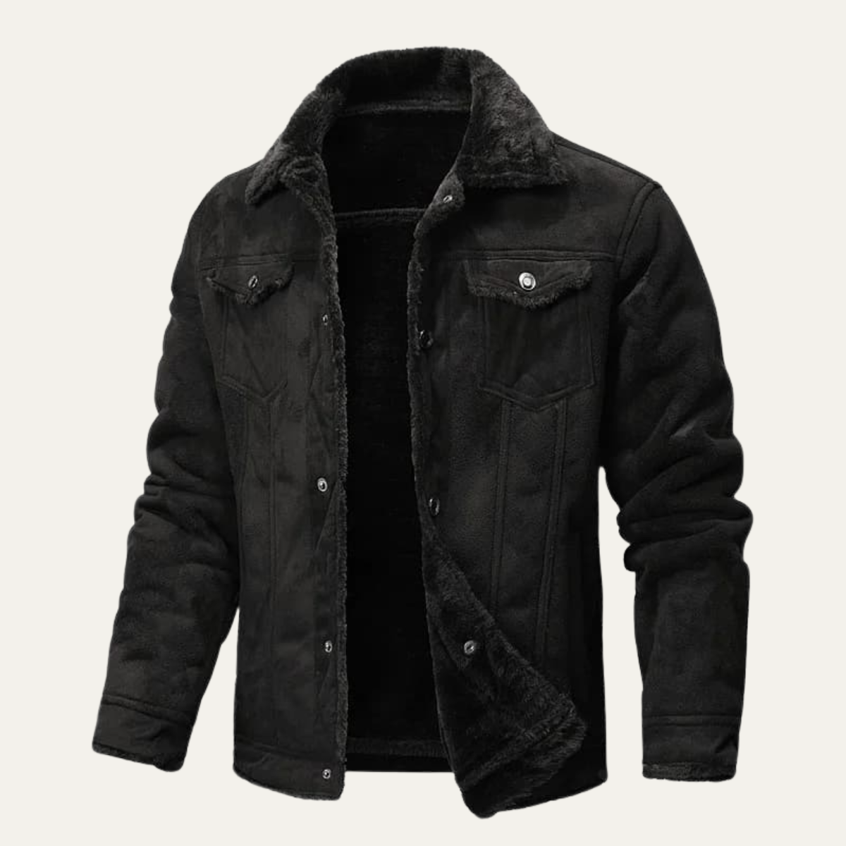 The Breuil Men’s Winter Shearling Biker Leather Jacket