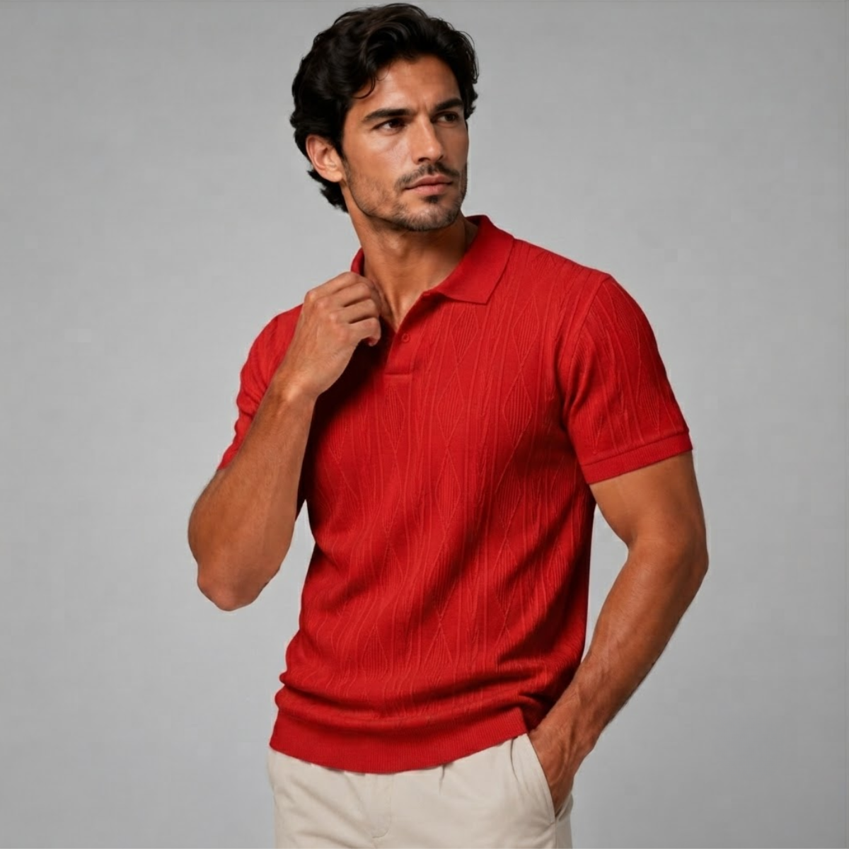 The Ridgebrook Men’s Textured Button Up Casual Polo Shirt