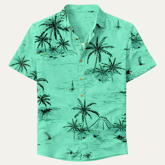 The Glencrest Park Men’s Timeless Tropical Coconut Print Hawaiian Beach Shirt
