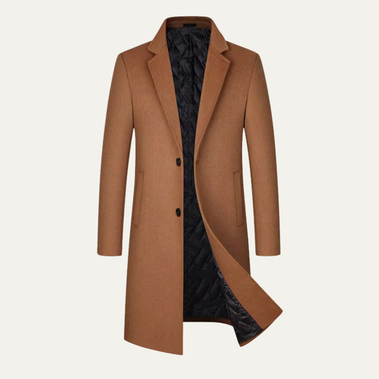 The Hudson Men’s Slim Fit Single Breasted Wool Blend Overcoat
