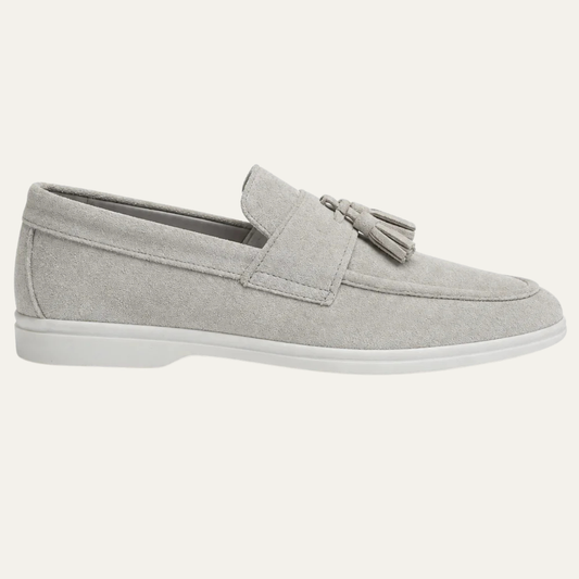 The Prescott Men's Suede Tassel Slip On Loafers - Gray