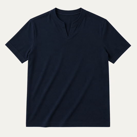 The Canberra Men's CasualSplit Collar Cotton T Shirt