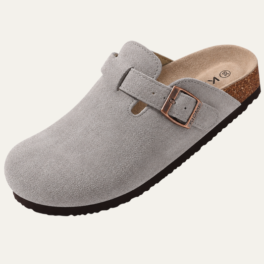 The Capitola Men's Suede Adjustable Buckle Comfort Clogs