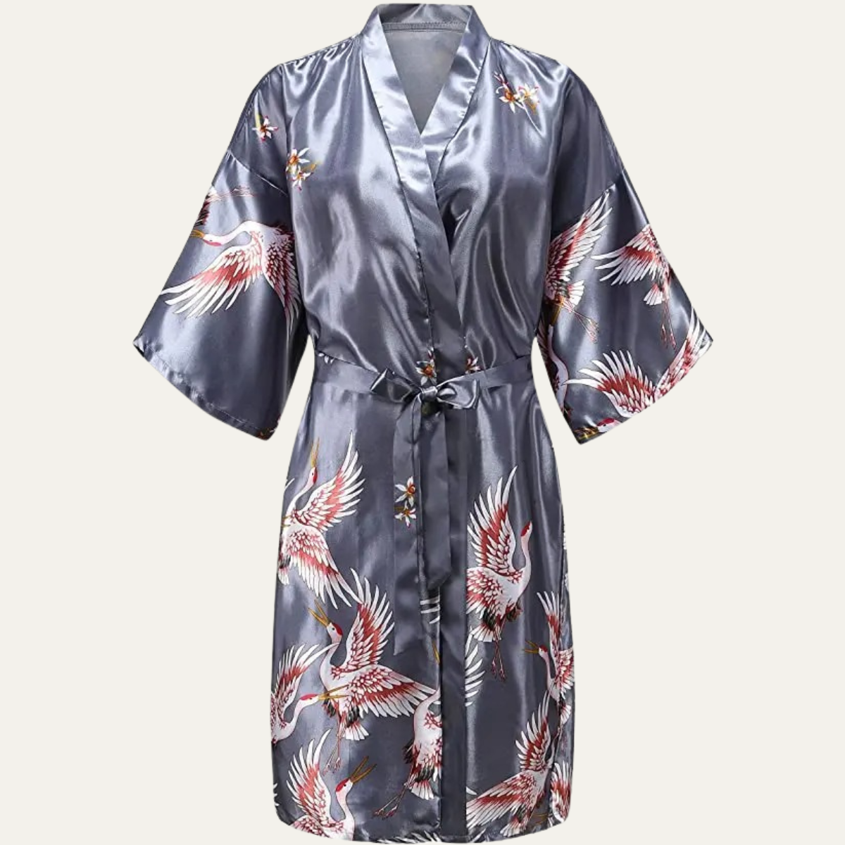 Women's Floral Satin Bathrobe Belt