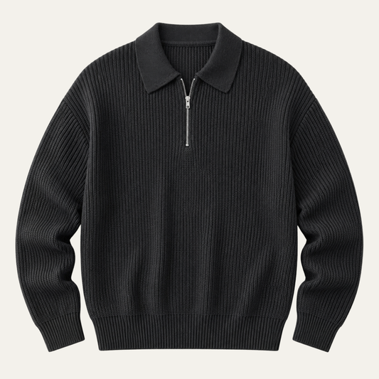 The Siena Men's Half Zip Knit Ribbed Sweater