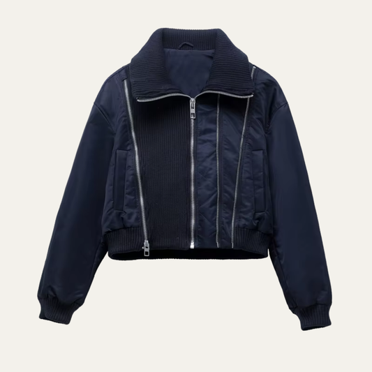 Women's Zip Up Cropped Bomber Jacket