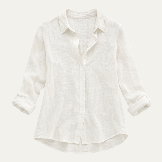 Summer Linen Blend Button Up Blouse