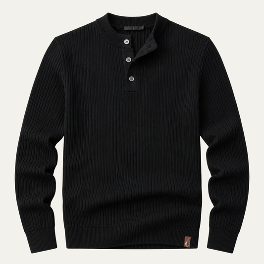 The Taormina Men's Ribbed Henley Knit Sweater