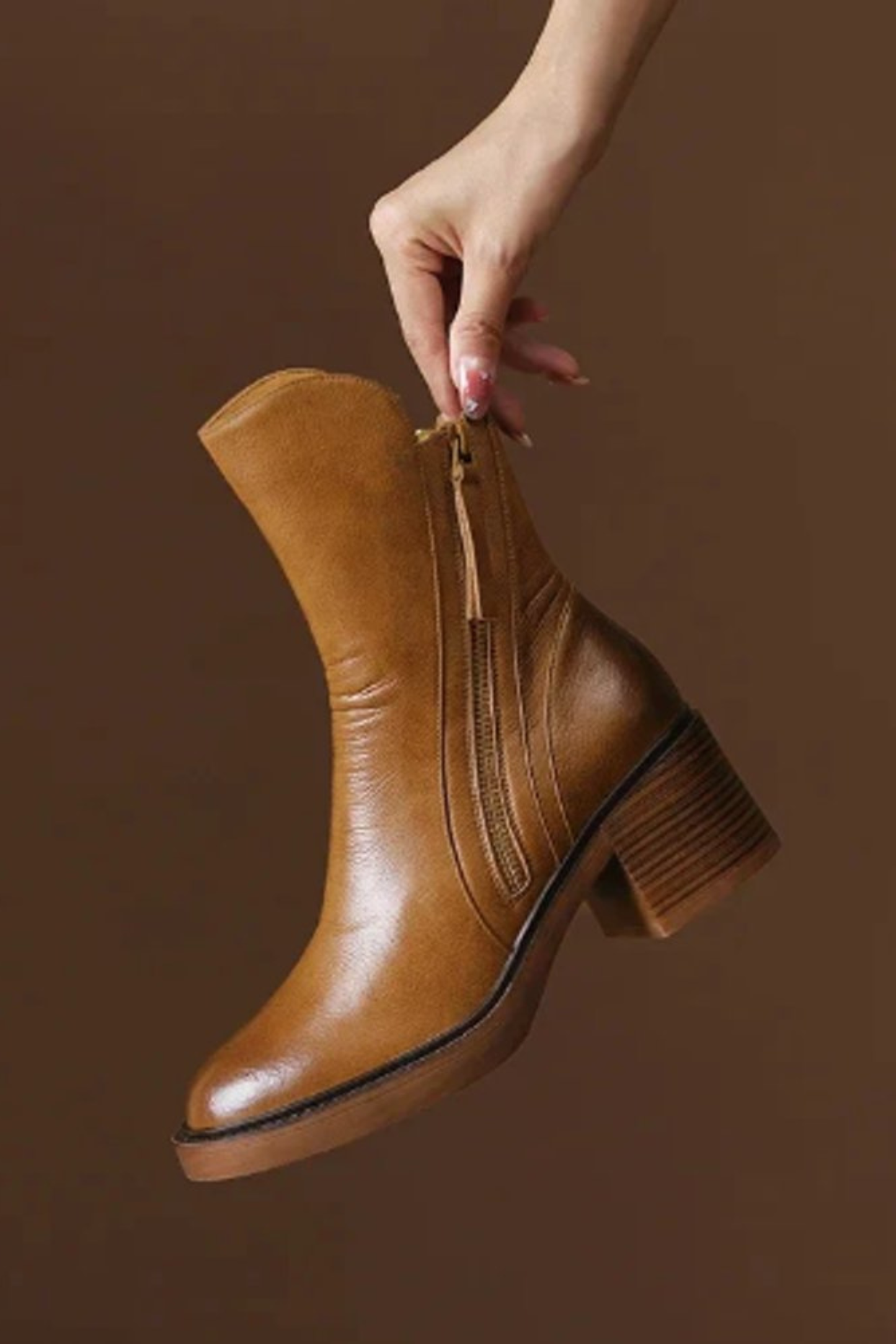 Women’s Pointed Toe Ankle Boots – Side Zip Block Heel Booties