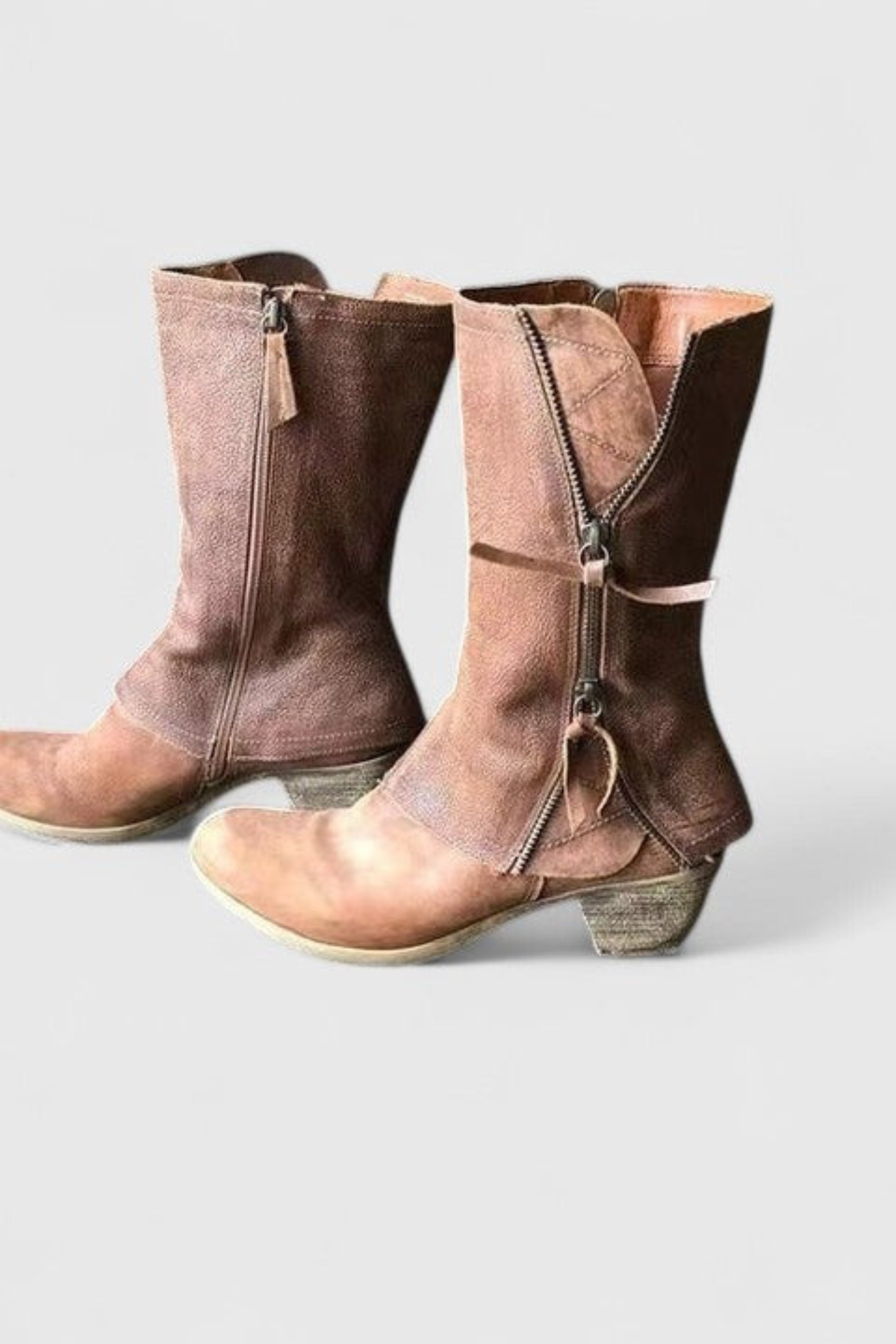 Women’s Vintage Western Boots – Distressed Mid Calf Cowboy Boots