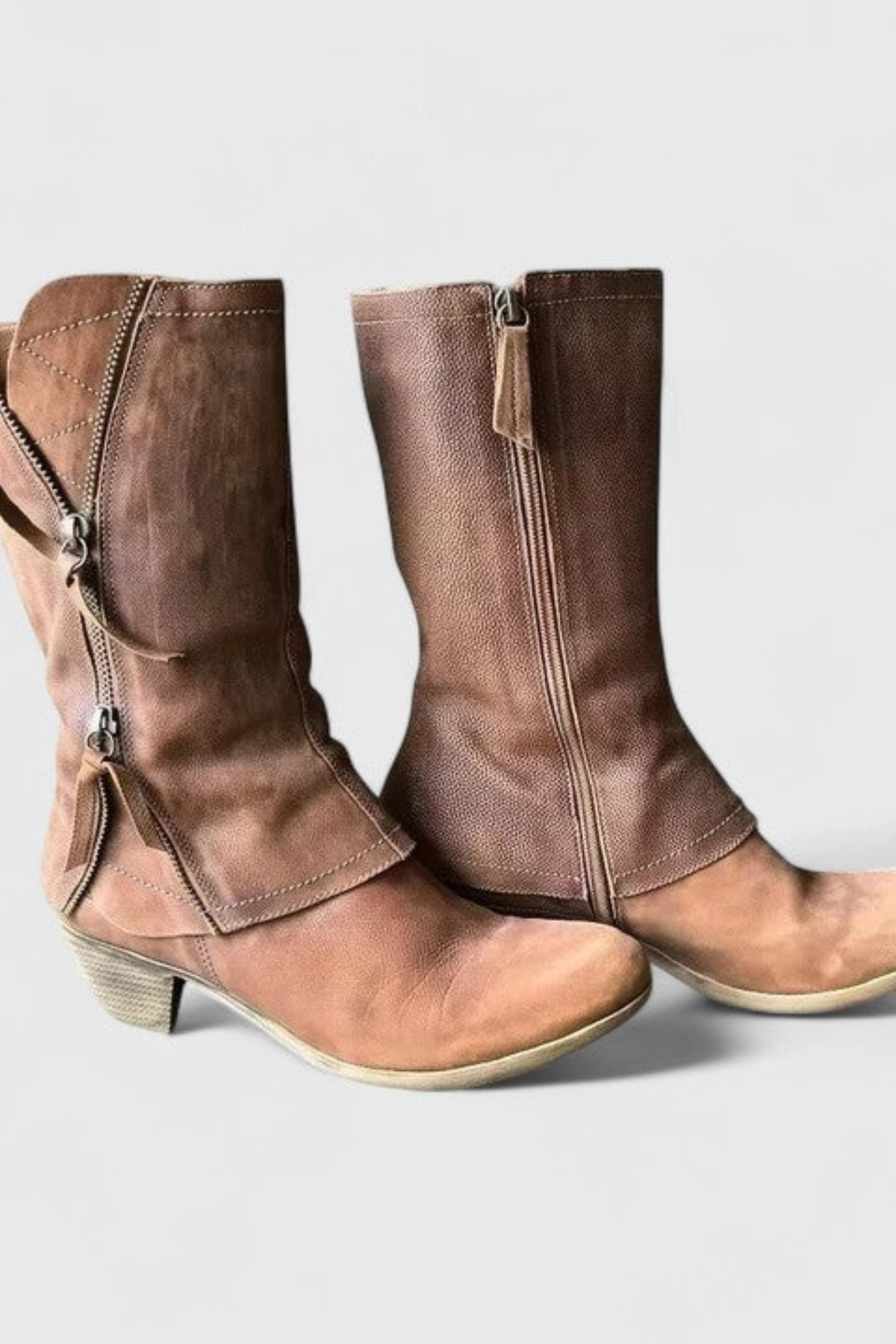 Women’s Vintage Western Boots – Distressed Mid Calf Cowboy Boots