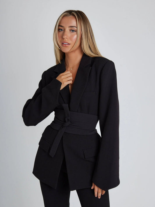 Women's Blazer with Self Tie Waist