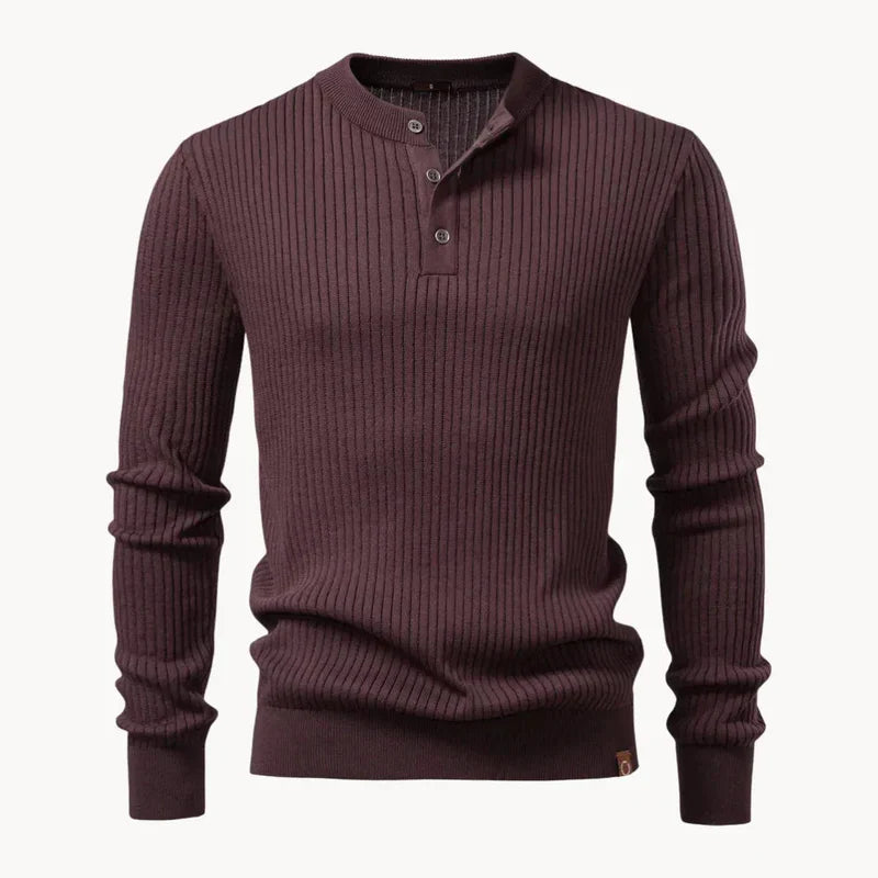 The Taormina Men's Ribbed Henley Knit Sweater