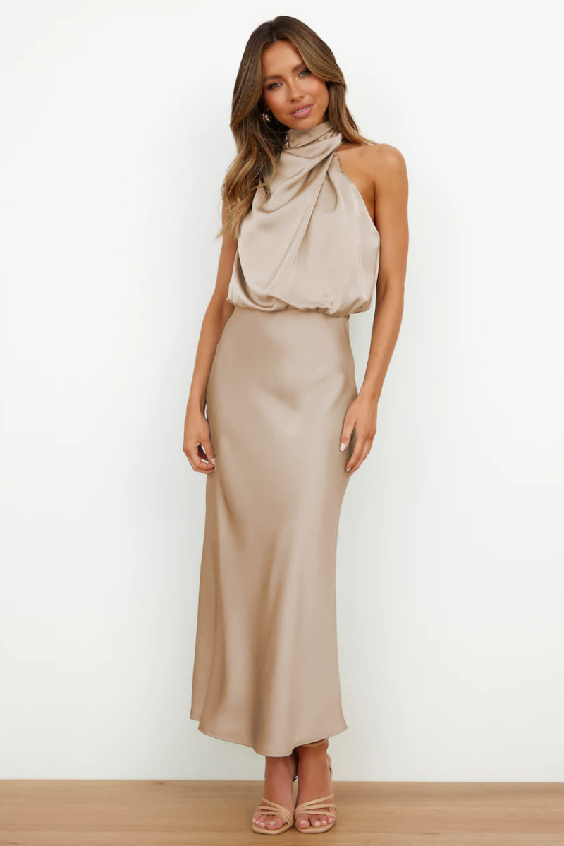 Women's Evening Gown with Offset Neckline