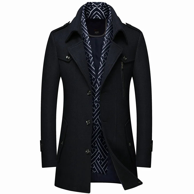 The Pasadena Men’s Mid Length Slim Fit Wool Blend Overcoat
