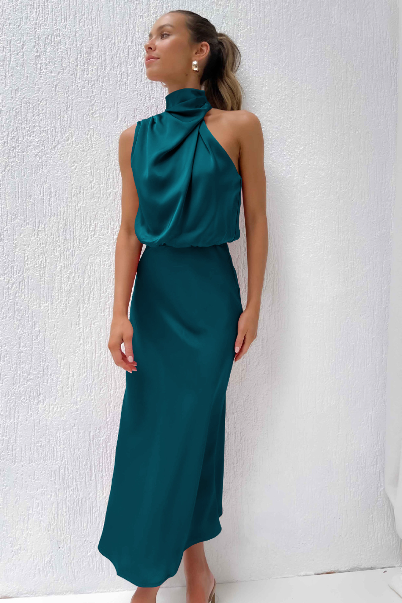 Women's Evening Gown with Offset Neckline