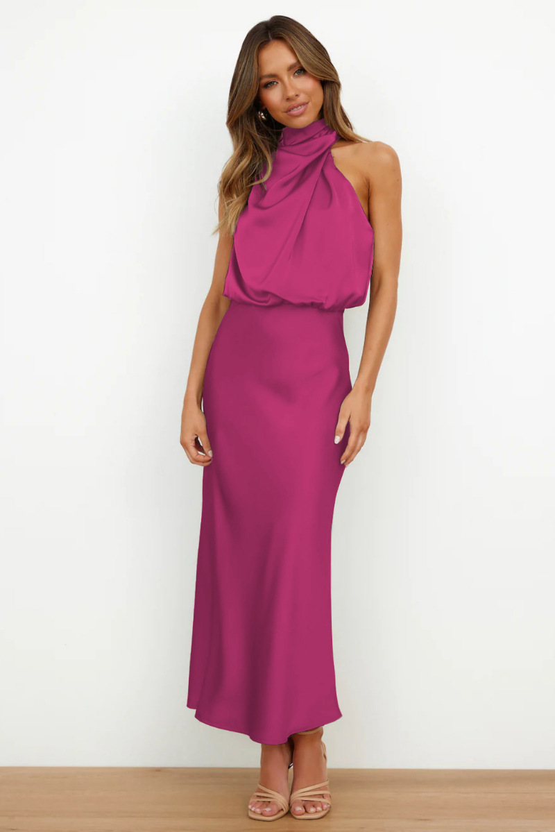 Women's Evening Gown with Offset Neckline