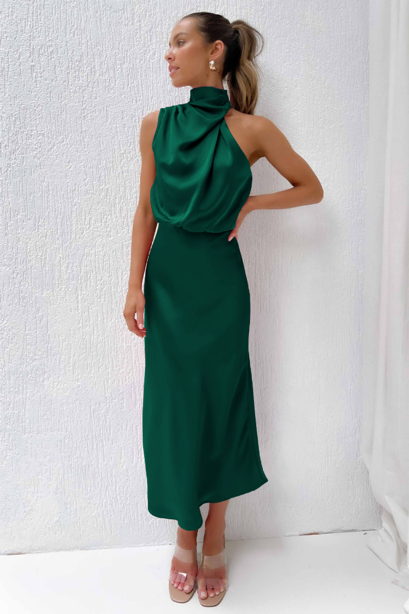 Women's Evening Gown with Offset Neckline