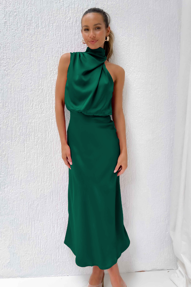 Women's Evening Gown with Offset Neckline