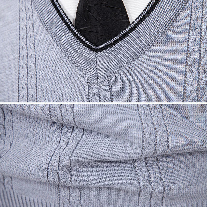 The Calabasas Men’s V Neck Cable Knit Sweater Vest