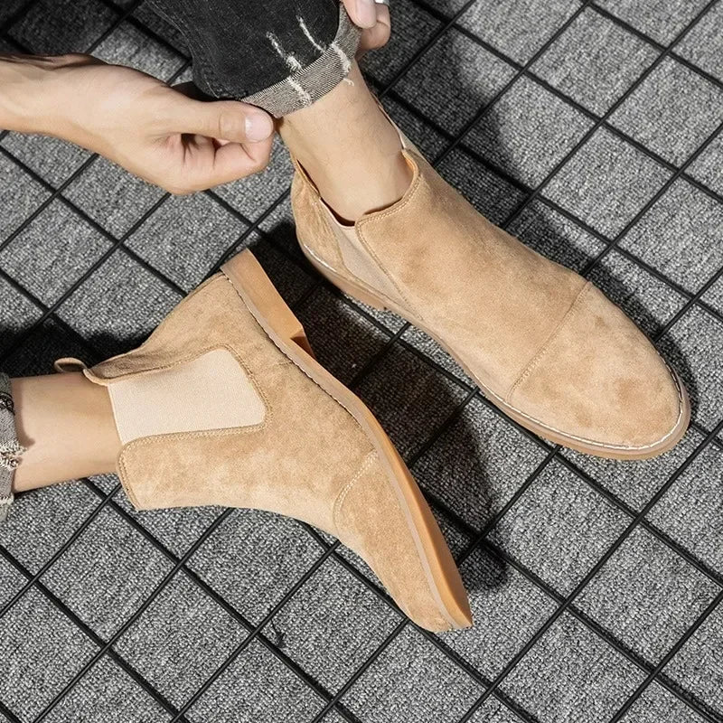 The La Costa Men's Elastic Sides Suede Chelsea Boots