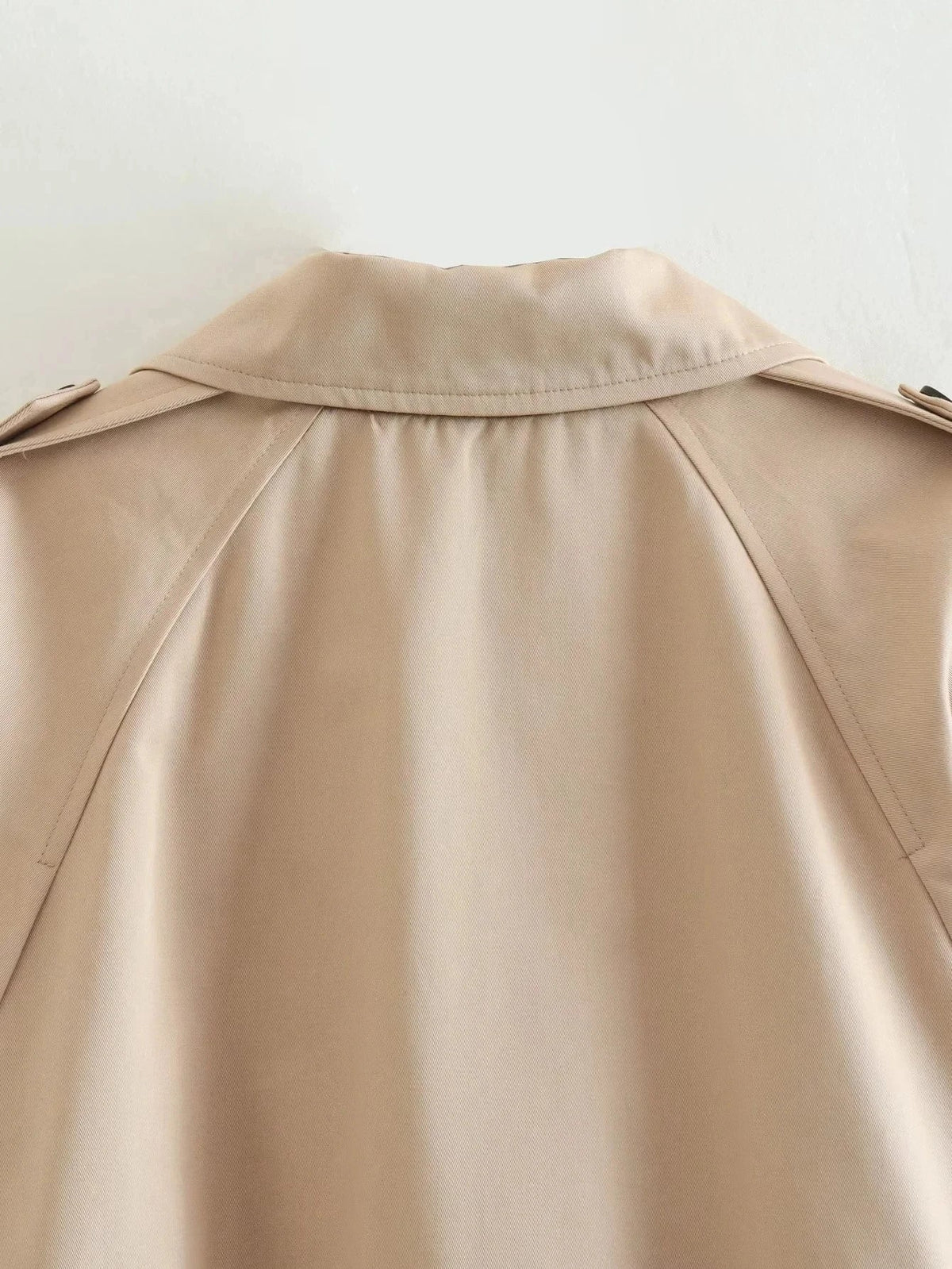 Women's Cropped Trench Jacket with Belted Waist